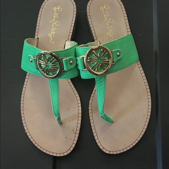 Lilly Pulitzer Shoes - Lilly Pulitzer Green Sandals with Gold Details
